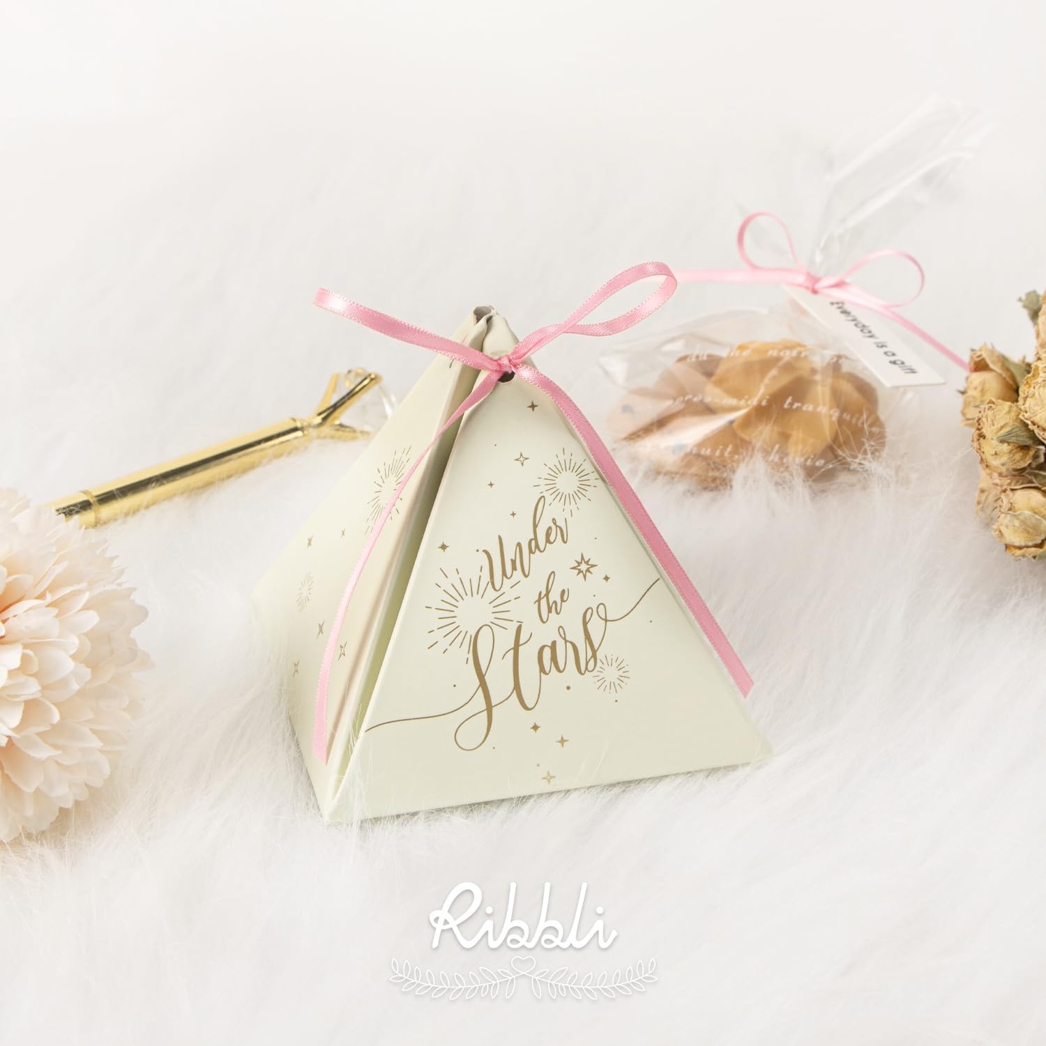 Ribbli Champagne Gold Satin Ribbon 1/8 inch x Continuous 100 Yards, Thin Champagne Ribbon Double Faced Use for Wedding Invitation Card, Gift Wrapping, Christmas Ornaments,Tag Decoration(Pink)
