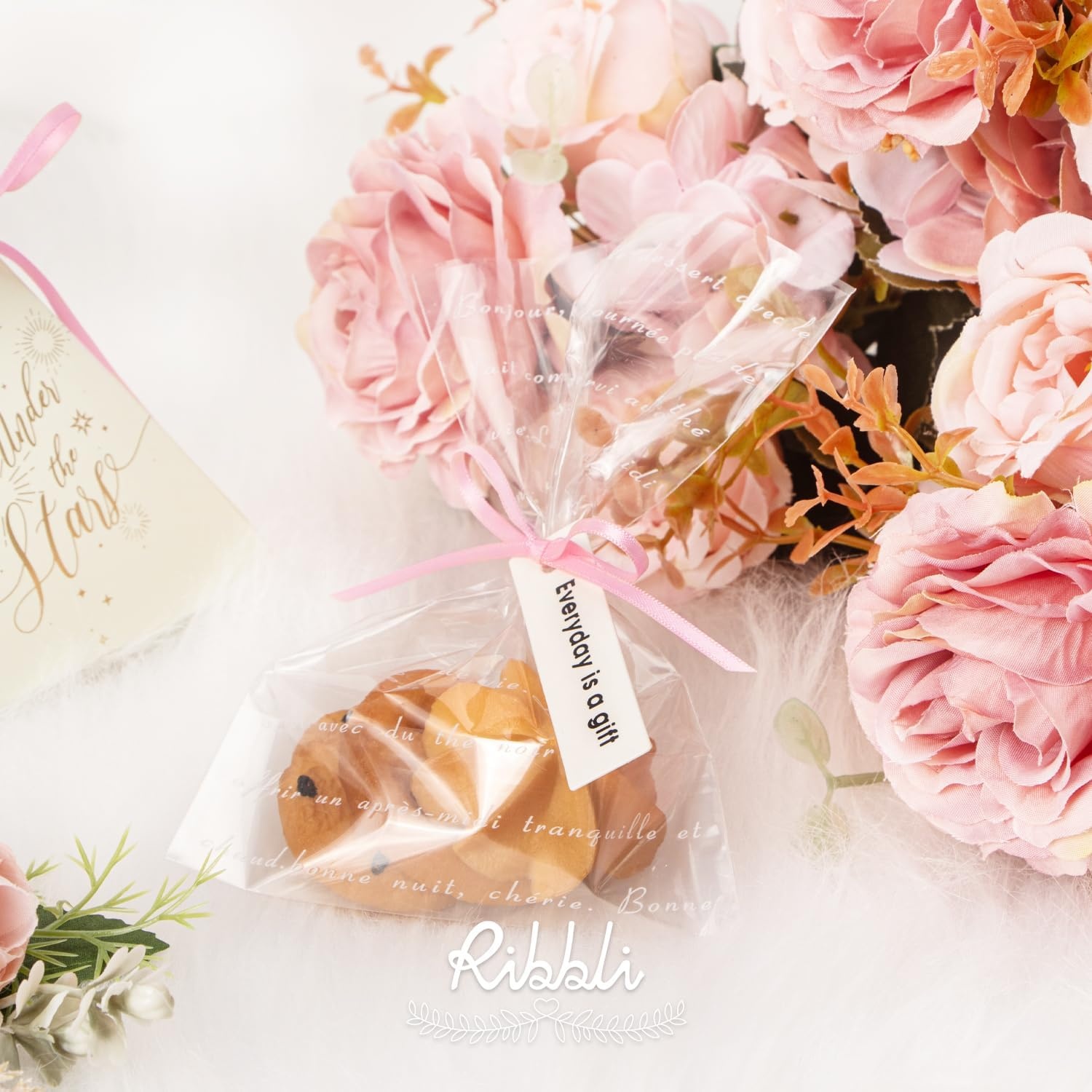 Ribbli Champagne Gold Satin Ribbon 1/8 inch x Continuous 100 Yards, Thin Champagne Ribbon Double Faced Use for Wedding Invitation Card, Gift Wrapping, Christmas Ornaments,Tag Decoration(Pink)