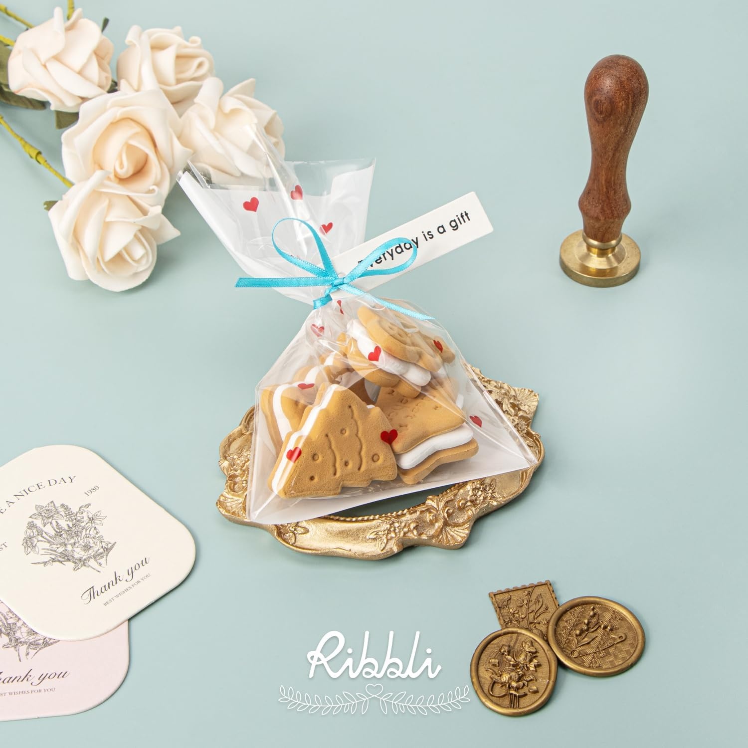 Ribbli Champagne Gold Satin Ribbon 1/8 inch x Continuous 100 Yards, Thin Champagne Ribbon Double Faced Use for Wedding Invitation Card, Gift Wrapping, Christmas Ornaments,Tag Decoration(Blue Turquoise)