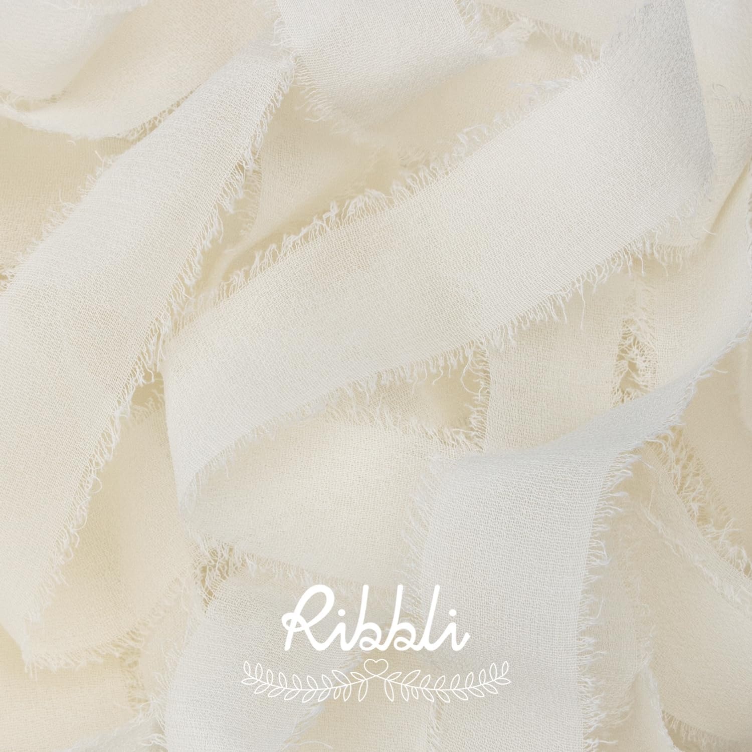 Ribbli Antique Mauve Chiffon Ribbon 1-1/2 inch x 20 Yard Handmade Fringe Chiffon Silk Ribbon,Black Ribbon for Wedding Invitations, Bridal Bouquets Wrapping, Flower Arrangement Decoration(Ivory)