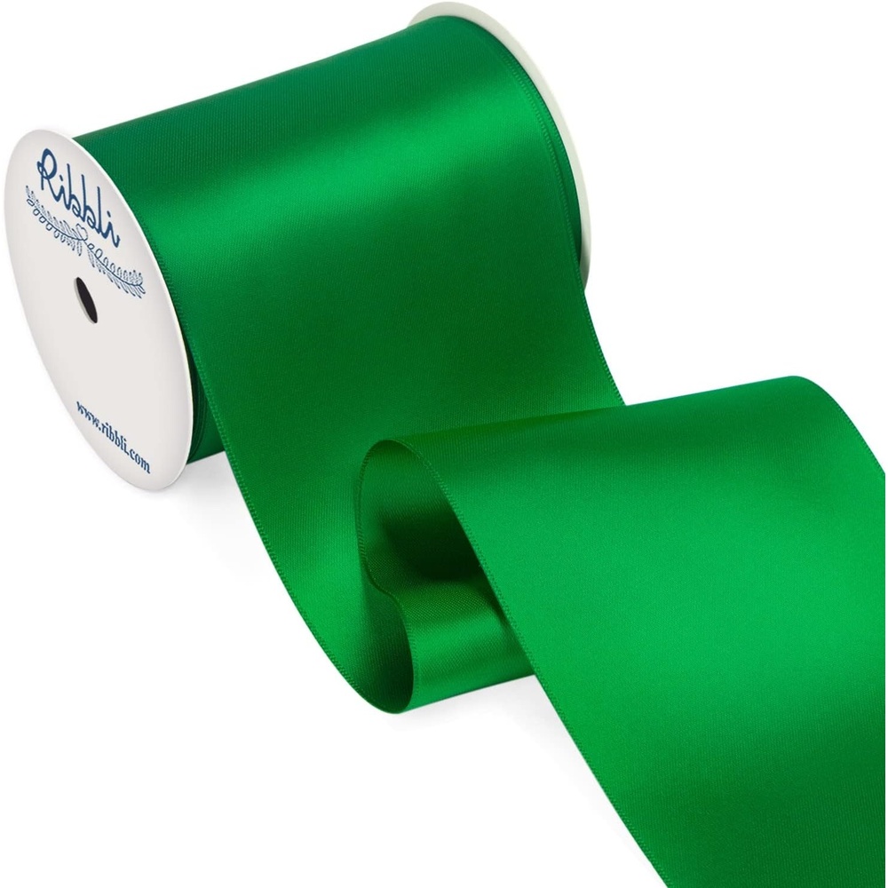 Ribbli Purple Satin Ribbon 2 Inch x Continuous 10 Yards, Double Faced Satin Ribbon Use for Bows Bouquet,Gift Wrapping,Floral Arrangement,Wedding Decoration(Green Emerald)