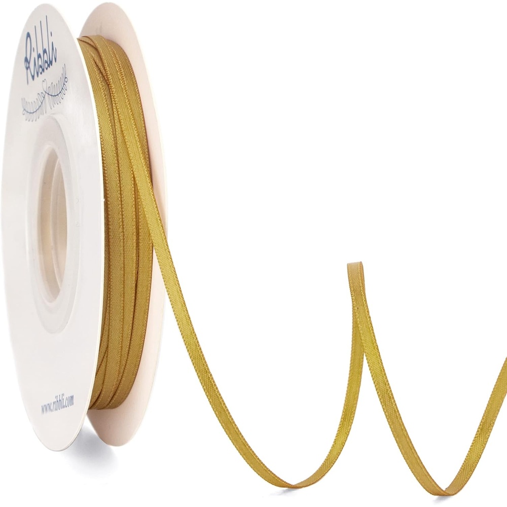Ribbli Royal Blue Double Faced Satin Ribbon,1/8 x Continuous 50 Yards,Use for Bows Bouquet,Gift Wrapping,Wedding Card Decoration,Floral Arrangement(Gold)