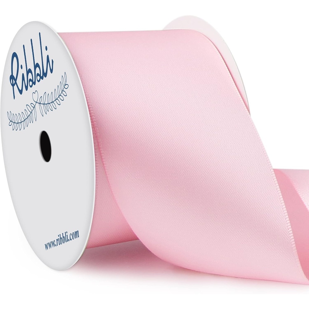 Ribbli Purple Satin Ribbon 2 Inch x Continuous 10 Yards, Double Faced Satin Ribbon Use for Bows Bouquet,Gift Wrapping,Floral Arrangement,Wedding Decoration(Pink Light)
