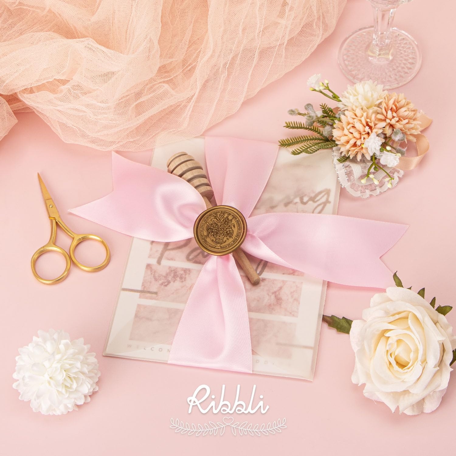 Ribbli Purple Satin Ribbon 2 Inch x Continuous 10 Yards, Double Faced Satin Ribbon Use for Bows Bouquet,Gift Wrapping,Floral Arrangement,Wedding Decoration(Pink Light)
