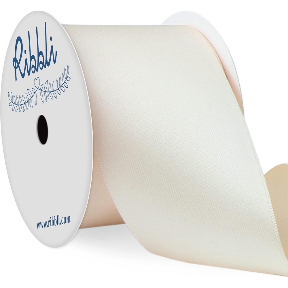 Ribbli Purple Satin Ribbon 2 Inch x Continuous 10 Yards, Double Faced Satin Ribbon Use for Bows Bouquet,Gift Wrapping,Floral Arrangement,Wedding Decoration(Ivory)