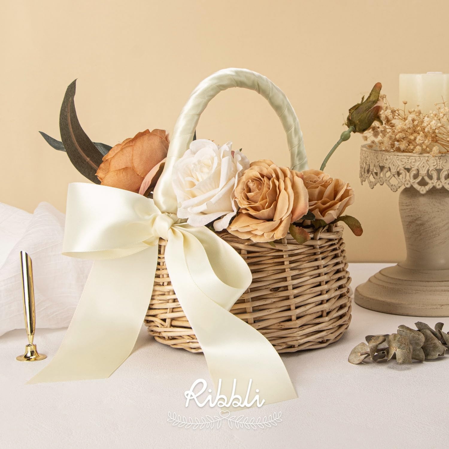 Ribbli Purple Satin Ribbon 2 Inch x Continuous 10 Yards, Double Faced Satin Ribbon Use for Bows Bouquet,Gift Wrapping,Floral Arrangement,Wedding Decoration(Ivory)