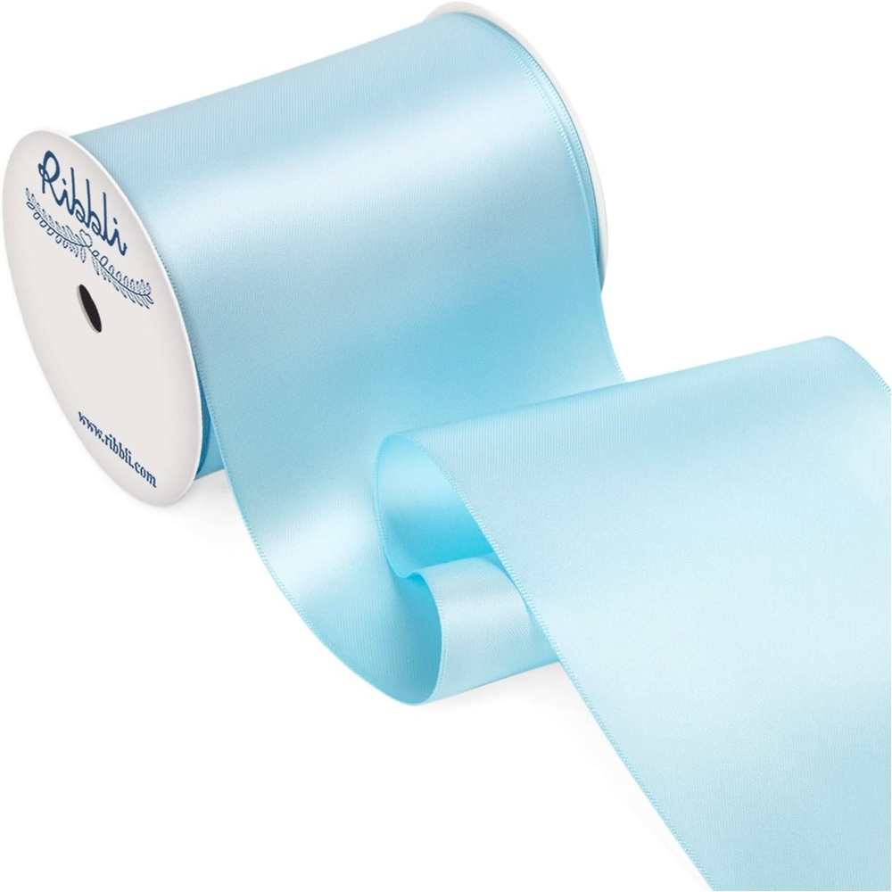 Ribbli Purple Satin Ribbon 2 Inch x Continuous 10 Yards, Double Faced Satin Ribbon Use for Bows Bouquet,Gift Wrapping,Floral Arrangement,Wedding Decoration(Blue Light)