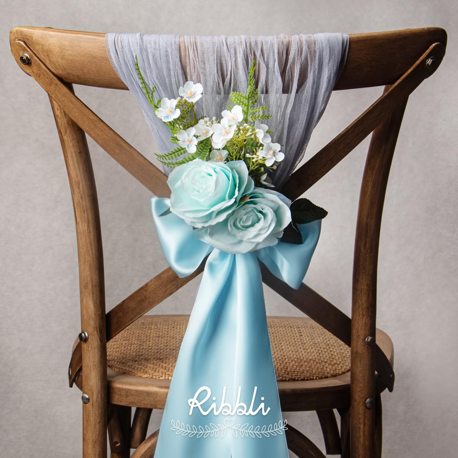 Ribbli Purple Satin Ribbon 2 Inch x Continuous 10 Yards, Double Faced Satin Ribbon Use for Bows Bouquet,Gift Wrapping,Floral Arrangement,Wedding Decoration(Blue Light)