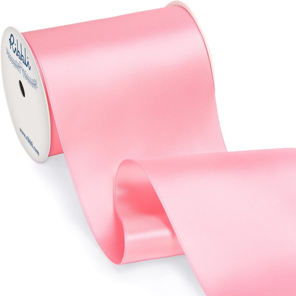 Ribbli Purple Satin Ribbon 2 Inch x Continuous 10 Yards, Double Faced Satin Ribbon Use for Bows Bouquet,Gift Wrapping,Floral Arrangement,Wedding Decoration(Pink)