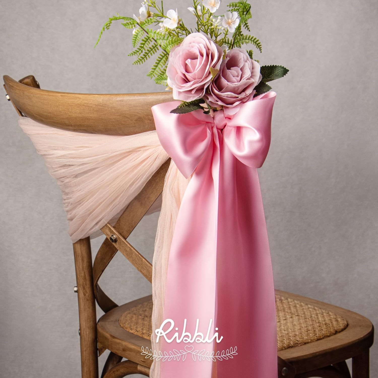 Ribbli Purple Satin Ribbon 2 Inch x Continuous 10 Yards, Double Faced Satin Ribbon Use for Bows Bouquet,Gift Wrapping,Floral Arrangement,Wedding Decoration(Pink)