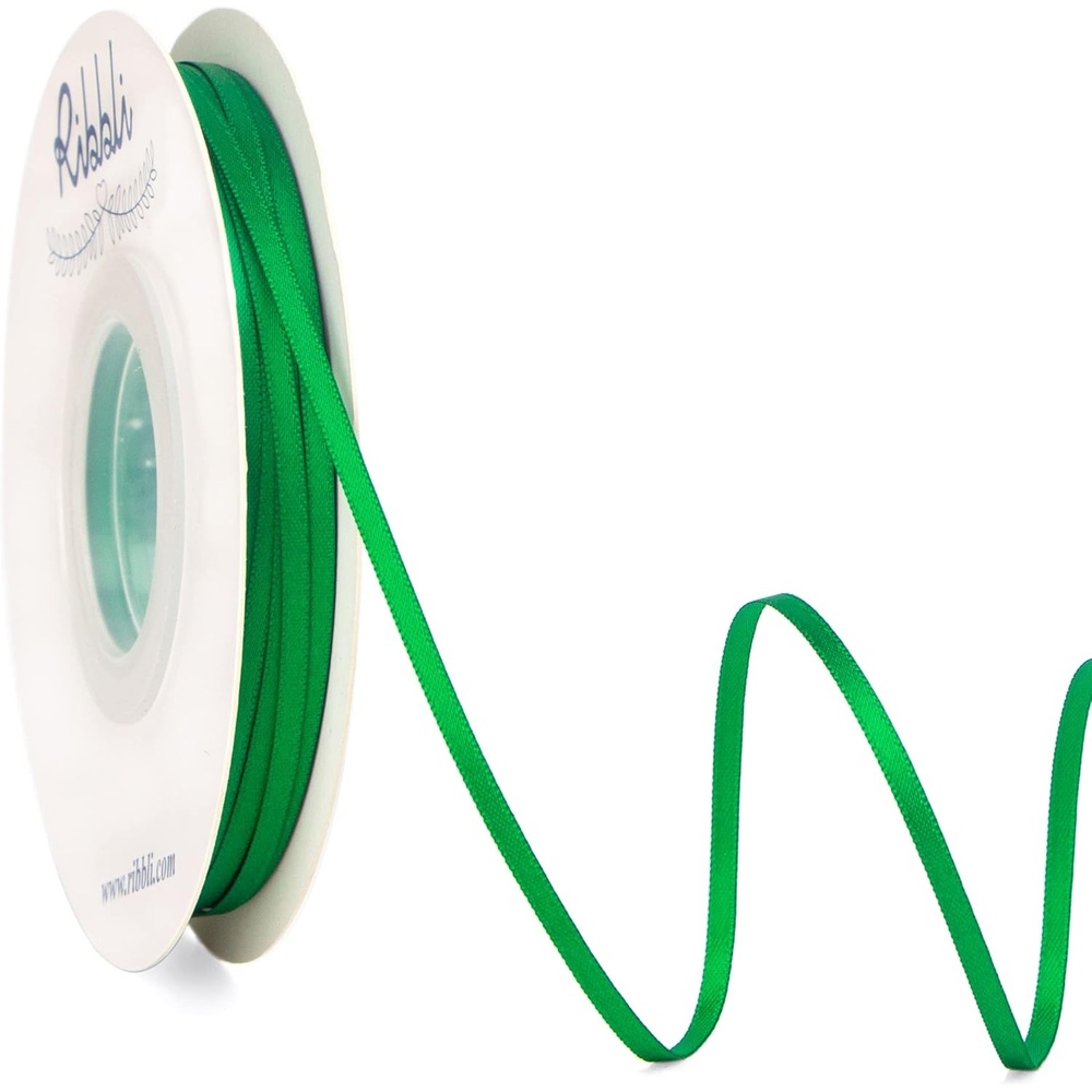 Ribbli Royal Blue Double Faced Satin Ribbon,1/8 x Continuous 50 Yards,Use for Bows Bouquet,Gift Wrapping,Wedding Card Decoration,Floral Arrangement(Green Emerald)