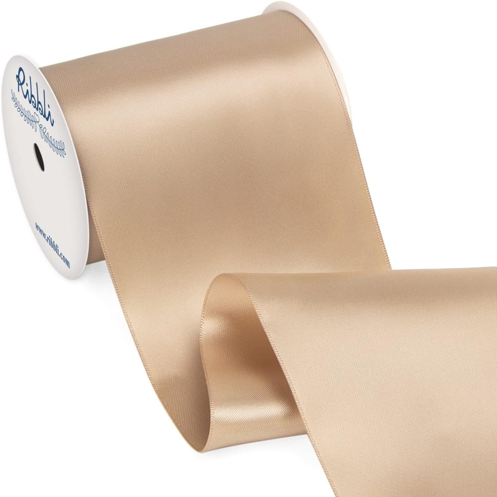 Ribbli Purple Satin Ribbon 2 Inch x Continuous 10 Yards, Double Faced Satin Ribbon Use for Bows Bouquet,Gift Wrapping,Floral Arrangement,Wedding Decoration(Champagne Gold)