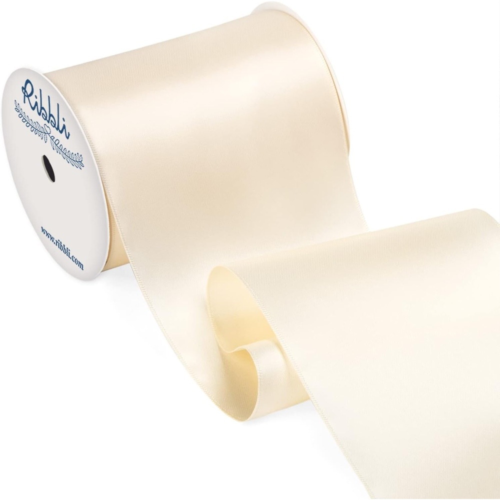 Ribbli Purple Satin Ribbon 2 Inch x Continuous 10 Yards, Double Faced Satin Ribbon Use for Bows Bouquet,Gift Wrapping,Floral Arrangement,Wedding Decoration(Cream)