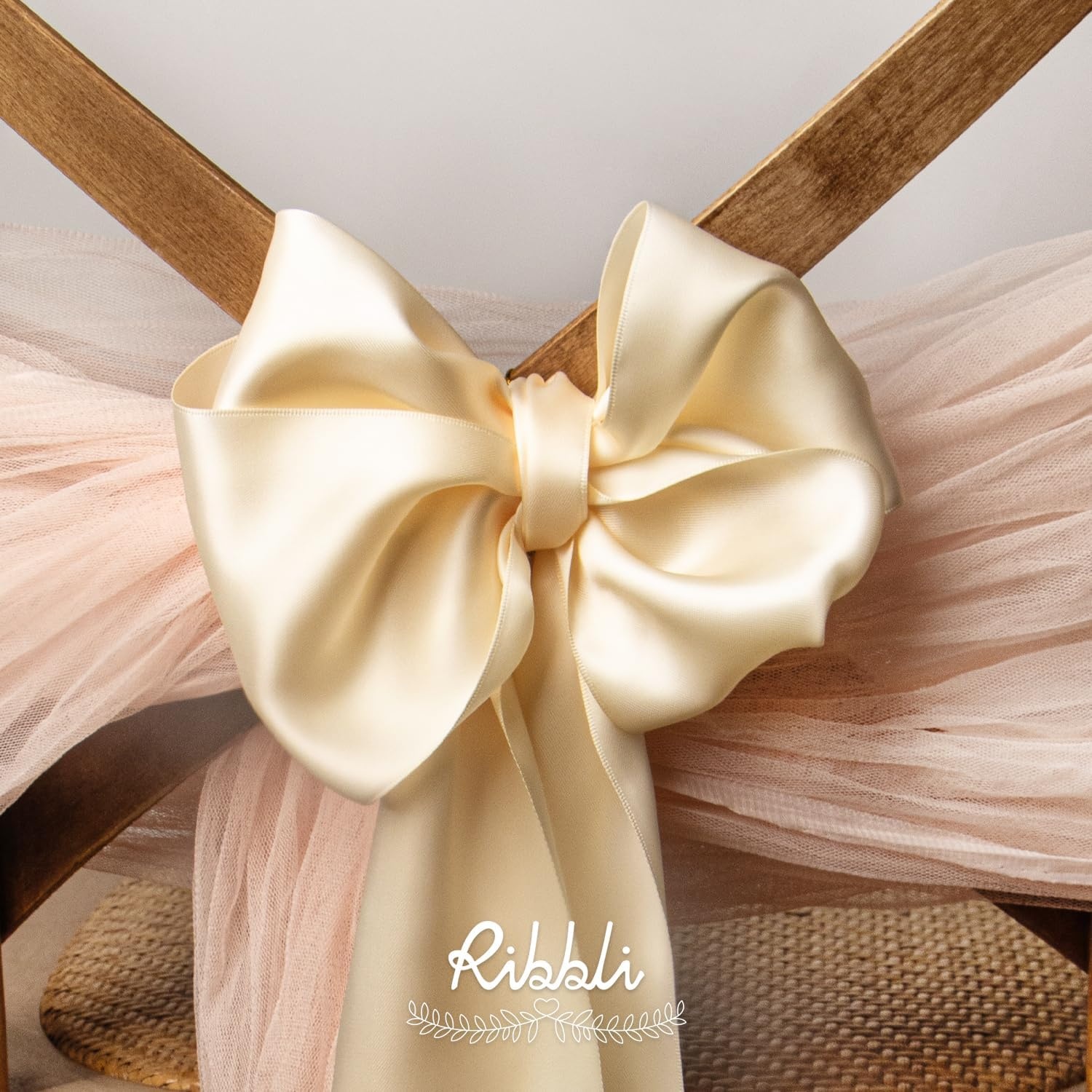 Ribbli Purple Satin Ribbon 2 Inch x Continuous 10 Yards, Double Faced Satin Ribbon Use for Bows Bouquet,Gift Wrapping,Floral Arrangement,Wedding Decoration(Cream)