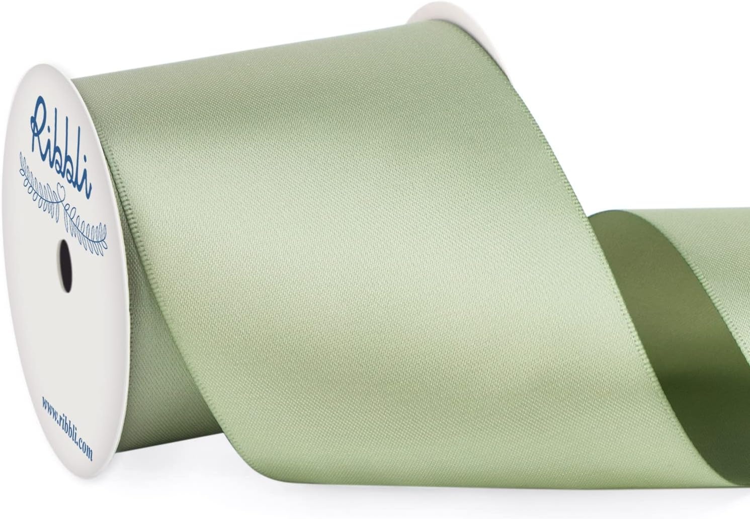 Ribbli Purple Satin Ribbon 2 Inch x Continuous 10 Yards, Double Faced Satin Ribbon Use for Bows Bouquet,Gift Wrapping,Floral Arrangement,Wedding Decoration(Green Dusty Sage)