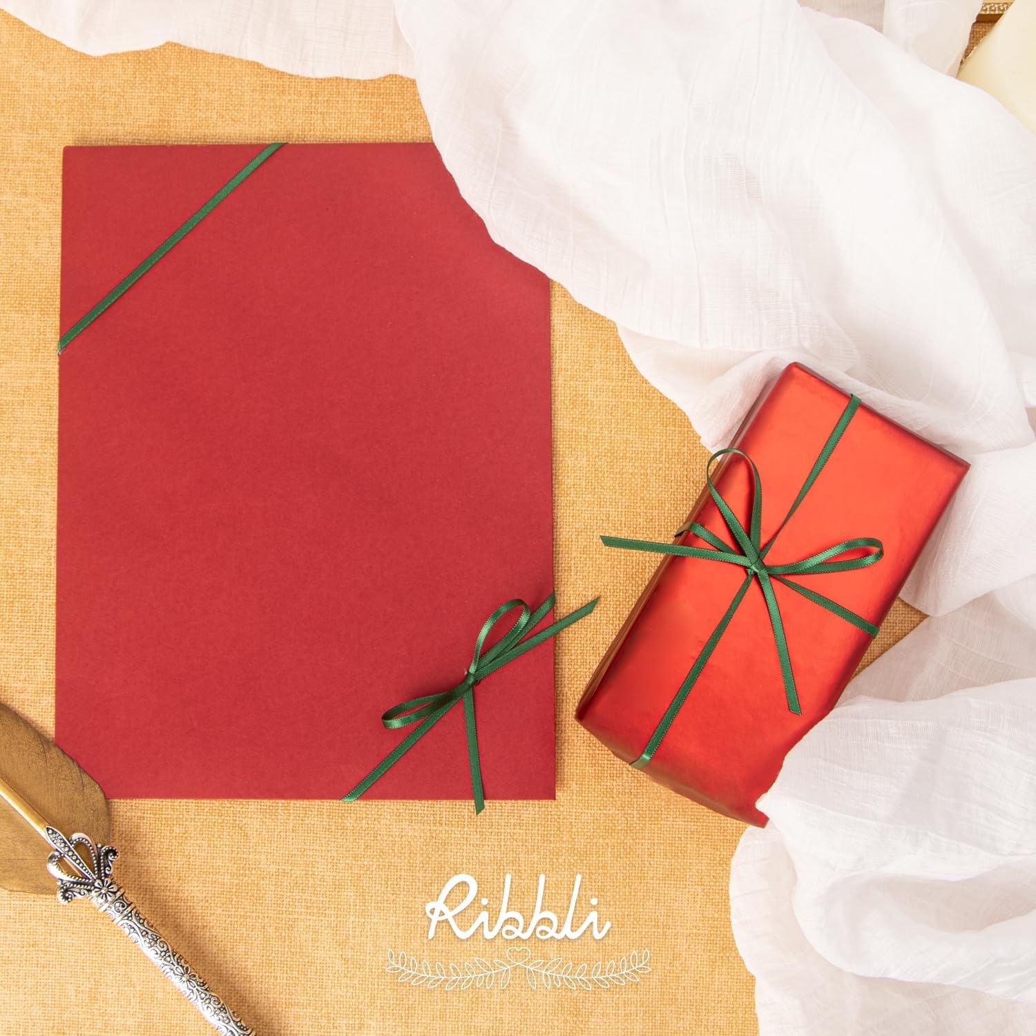 Ribbli Double Faced Black Satin Ribbon,1/8 x Continuous 50 Yards,Use for Bows Bouquet,Gift Wrapping,Floral Arrangement(Green Forest)