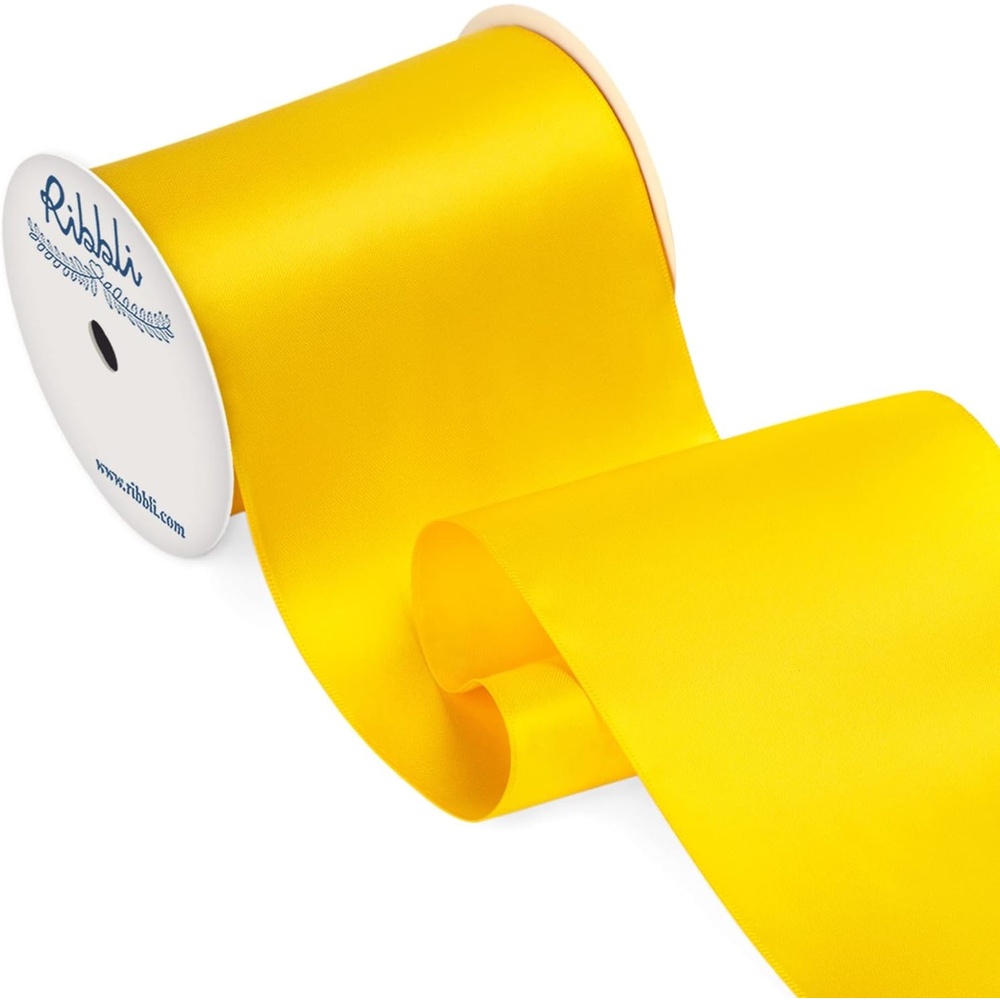 Ribbli Purple Satin Ribbon 2 Inch x Continuous 10 Yards, Double Faced Satin Ribbon Use for Bows Bouquet,Gift Wrapping,Floral Arrangement,Wedding Decoration(Maize Yellow)