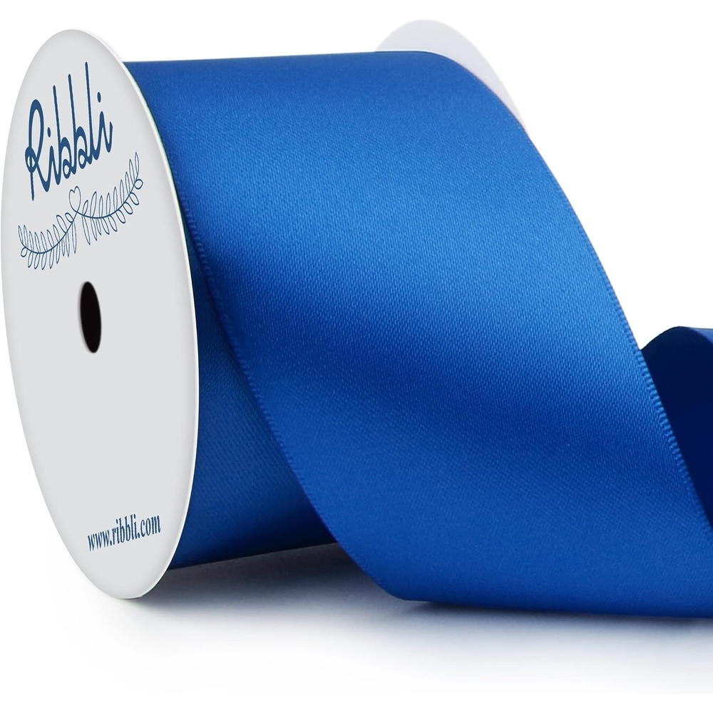 Ribbli Purple Satin Ribbon 2 Inch x Continuous 10 Yards, Double Faced Satin Ribbon Use for Bows Bouquet,Gift Wrapping,Floral Arrangement,Wedding Decoration(Blue Royal)