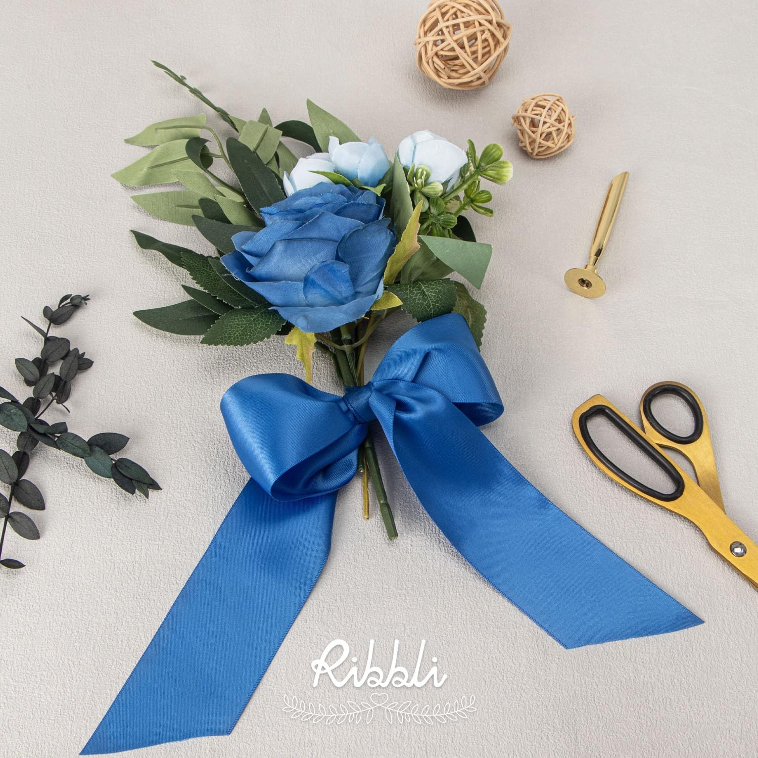 Ribbli Purple Satin Ribbon 2 Inch x Continuous 10 Yards, Double Faced Satin Ribbon Use for Bows Bouquet,Gift Wrapping,Floral Arrangement,Wedding Decoration(Blue Royal)