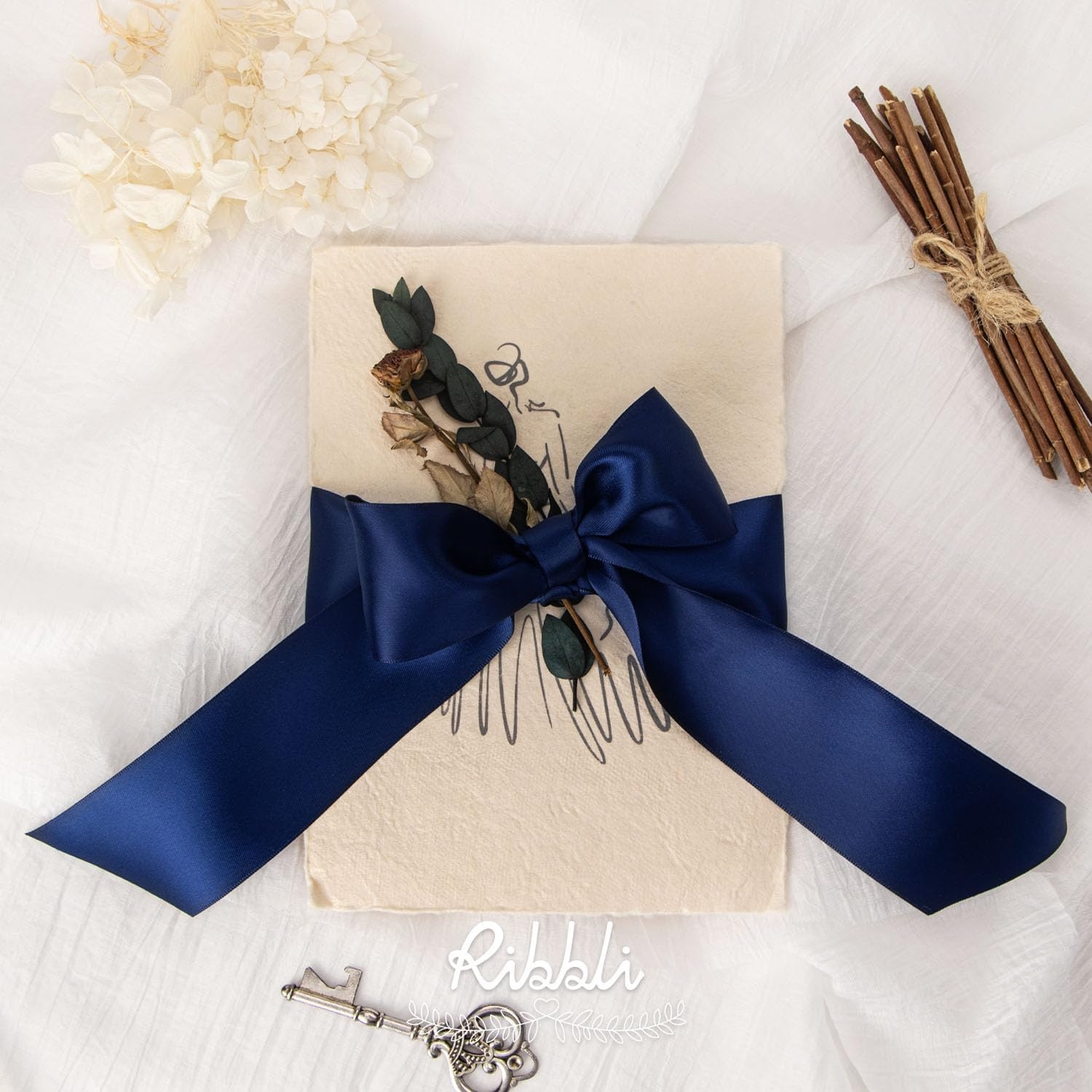 Ribbli Purple Satin Ribbon 2 Inch x Continuous 10 Yards, Double Faced Satin Ribbon Use for Bows Bouquet,Gift Wrapping,Floral Arrangement,Wedding Decoration(Blue Navy)
