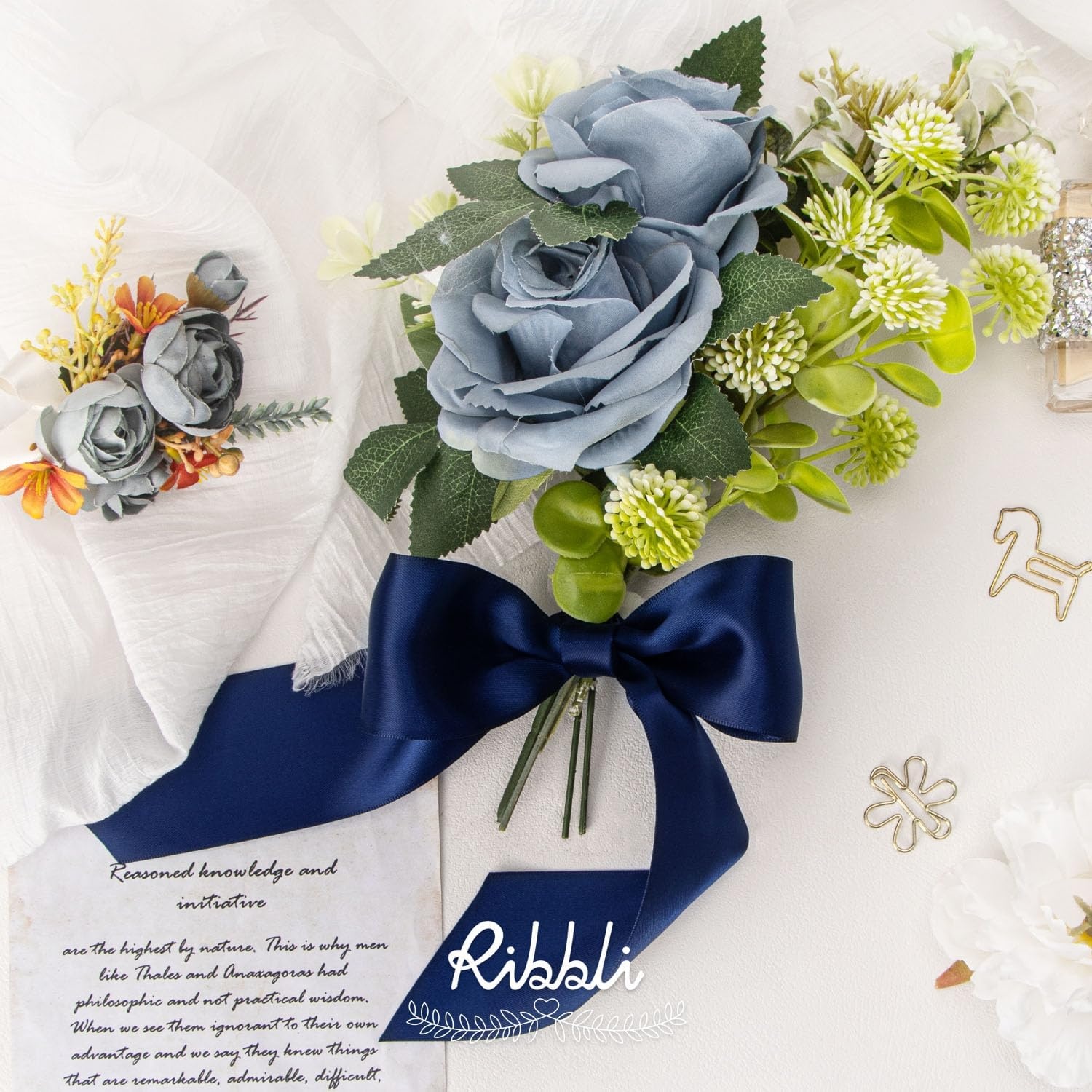 Ribbli Purple Satin Ribbon 2 Inch x Continuous 10 Yards, Double Faced Satin Ribbon Use for Bows Bouquet,Gift Wrapping,Floral Arrangement,Wedding Decoration(Blue Navy)