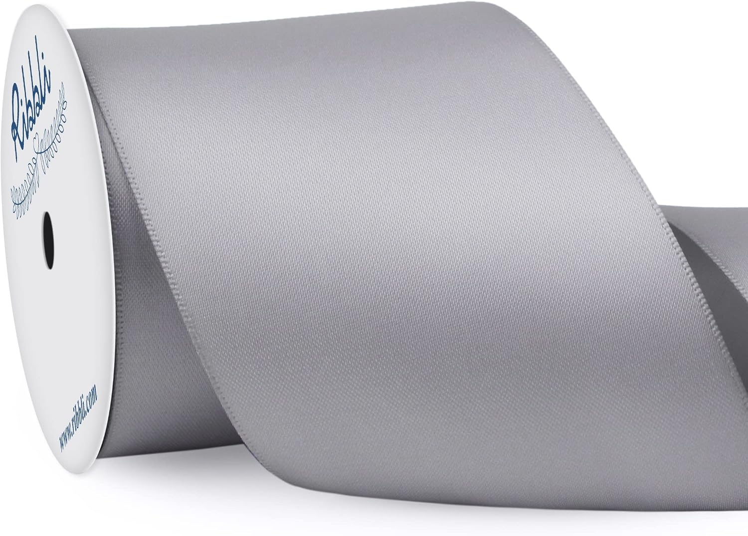 Ribbli Purple Satin Ribbon 2 Inch x Continuous 10 Yards, Double Faced Satin Ribbon Use for Bows Bouquet,Gift Wrapping,Floral Arrangement,Wedding Decoration(Silver)