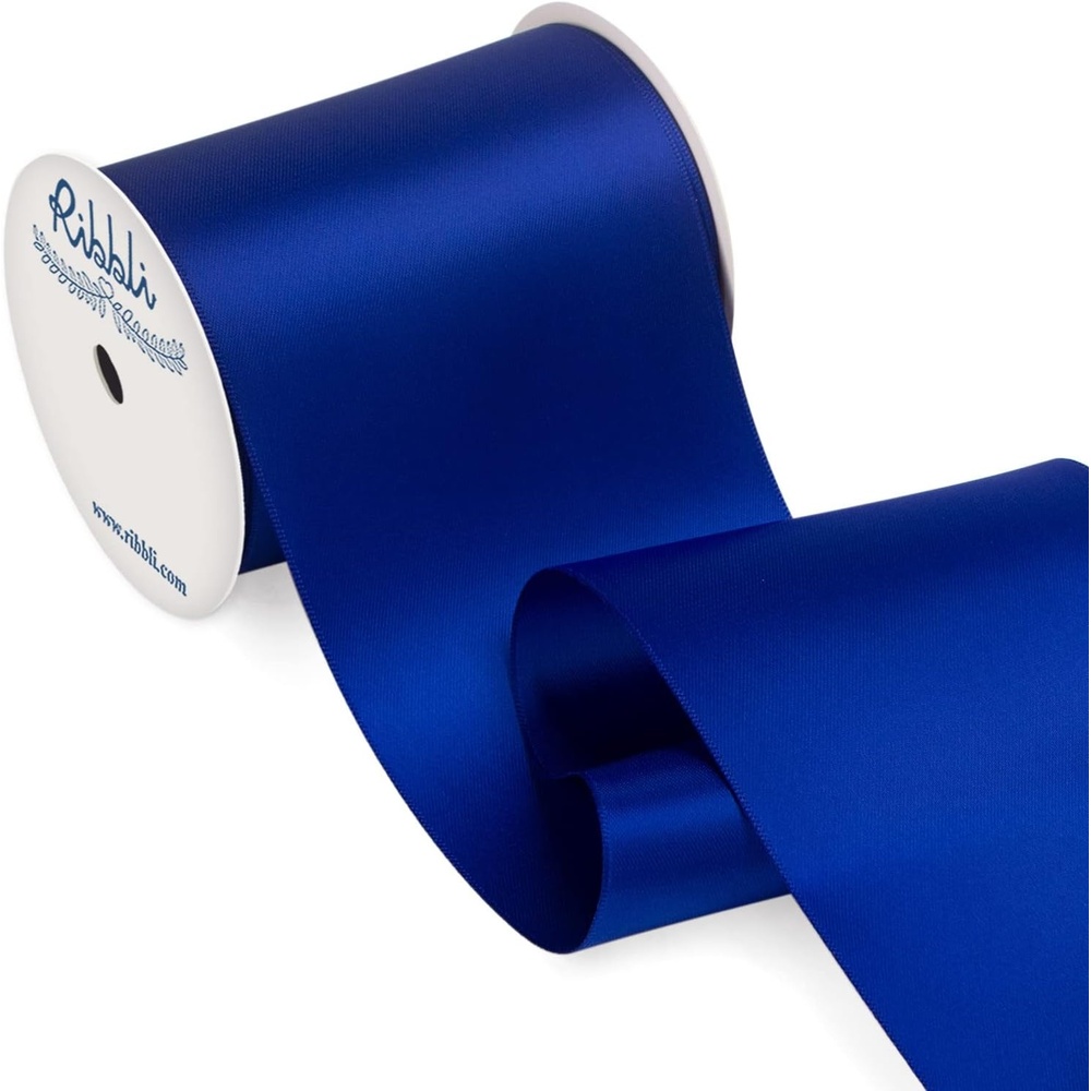 Ribbli Purple Satin Ribbon 2 Inch x Continuous 10 Yards, Double Faced Satin Ribbon Use for Bows Bouquet,Gift Wrapping,Floral Arrangement,Wedding Decoration(Blue Cobalt)