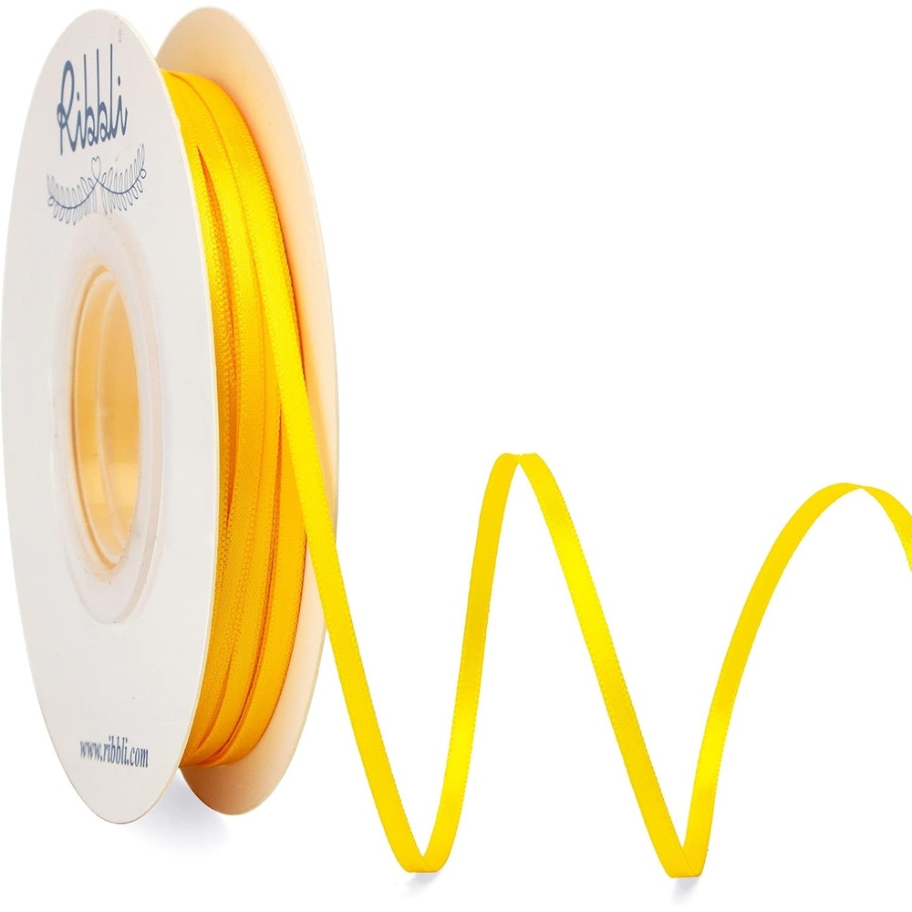 Ribbli Royal Blue Double Faced Satin Ribbon,1/8 x Continuous 50 Yards,Use for Bows Bouquet,Gift Wrapping,Wedding Card Decoration,Floral Arrangement(Yellow Maize)