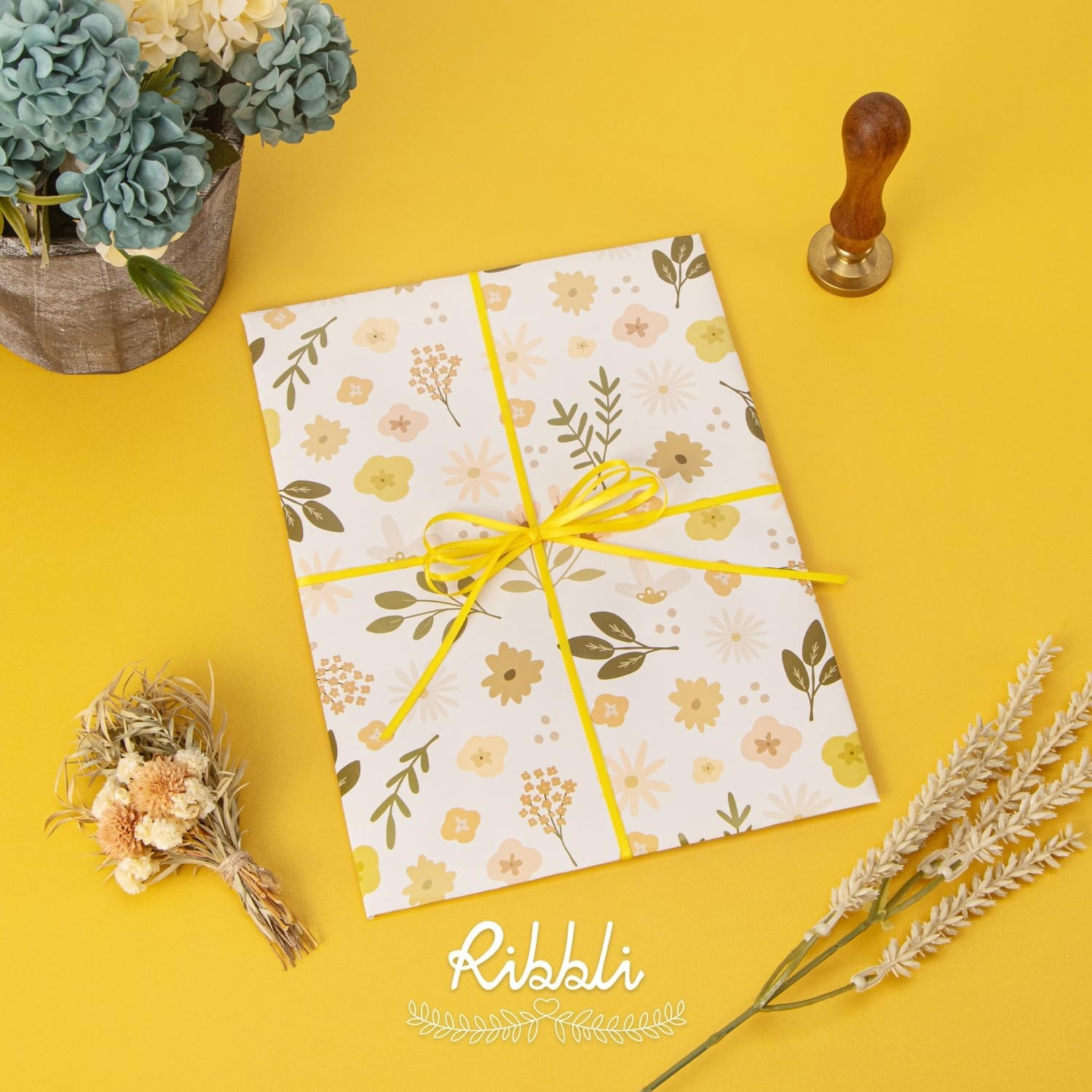 Ribbli Royal Blue Double Faced Satin Ribbon,1/8 x Continuous 50 Yards,Use for Bows Bouquet,Gift Wrapping,Wedding Card Decoration,Floral Arrangement(Yellow Maize)