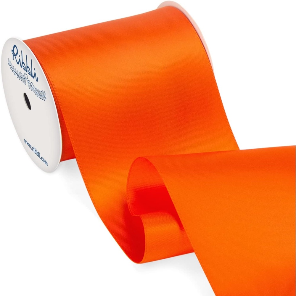 Ribbli Purple Satin Ribbon 2 Inch x Continuous 10 Yards, Double Faced Satin Ribbon Use for Bows Bouquet,Gift Wrapping,Floral Arrangement,Wedding Decoration(Orange Torrid)