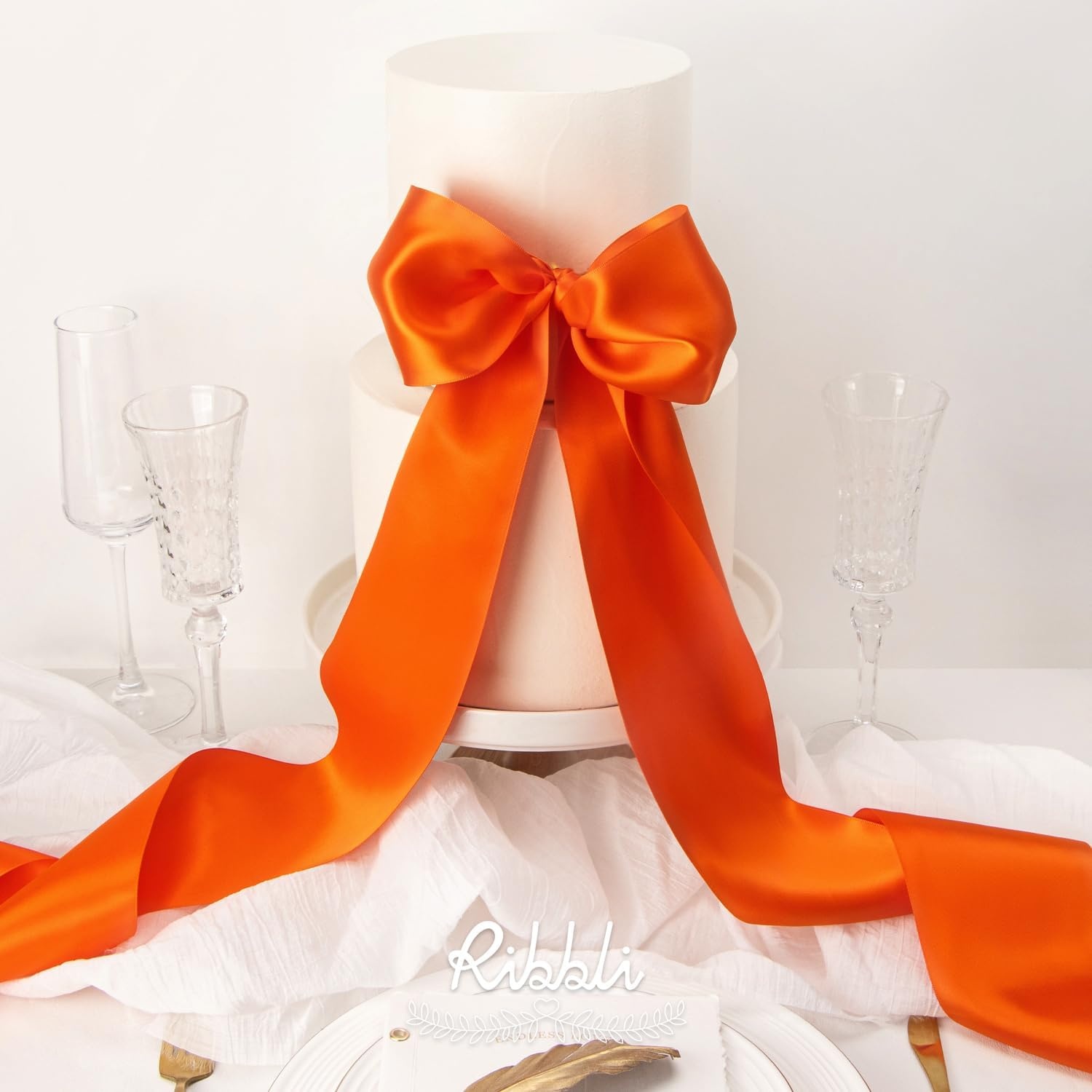 Ribbli Purple Satin Ribbon 2 Inch x Continuous 10 Yards, Double Faced Satin Ribbon Use for Bows Bouquet,Gift Wrapping,Floral Arrangement,Wedding Decoration(Orange Torrid)