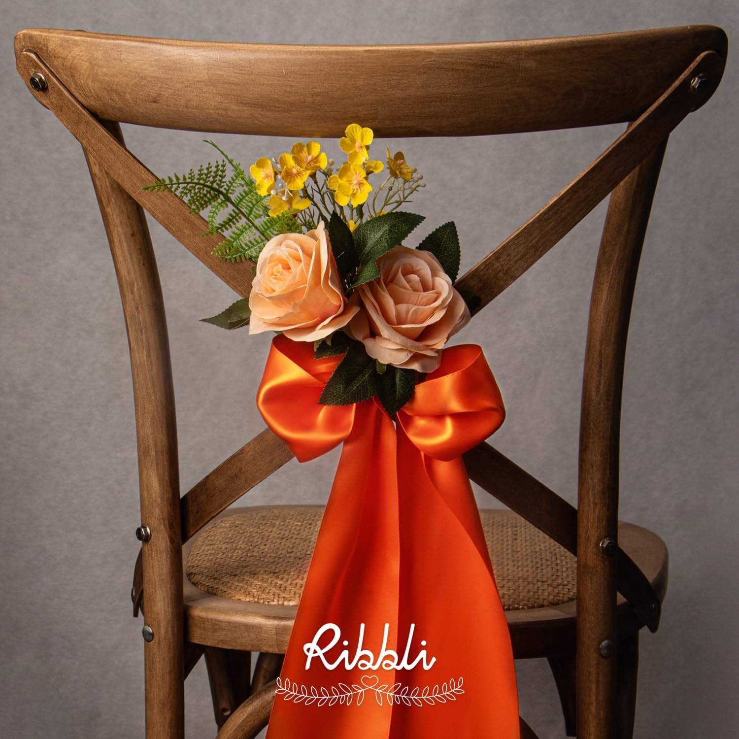 Ribbli Purple Satin Ribbon 2 Inch x Continuous 10 Yards, Double Faced Satin Ribbon Use for Bows Bouquet,Gift Wrapping,Floral Arrangement,Wedding Decoration(Orange Torrid)