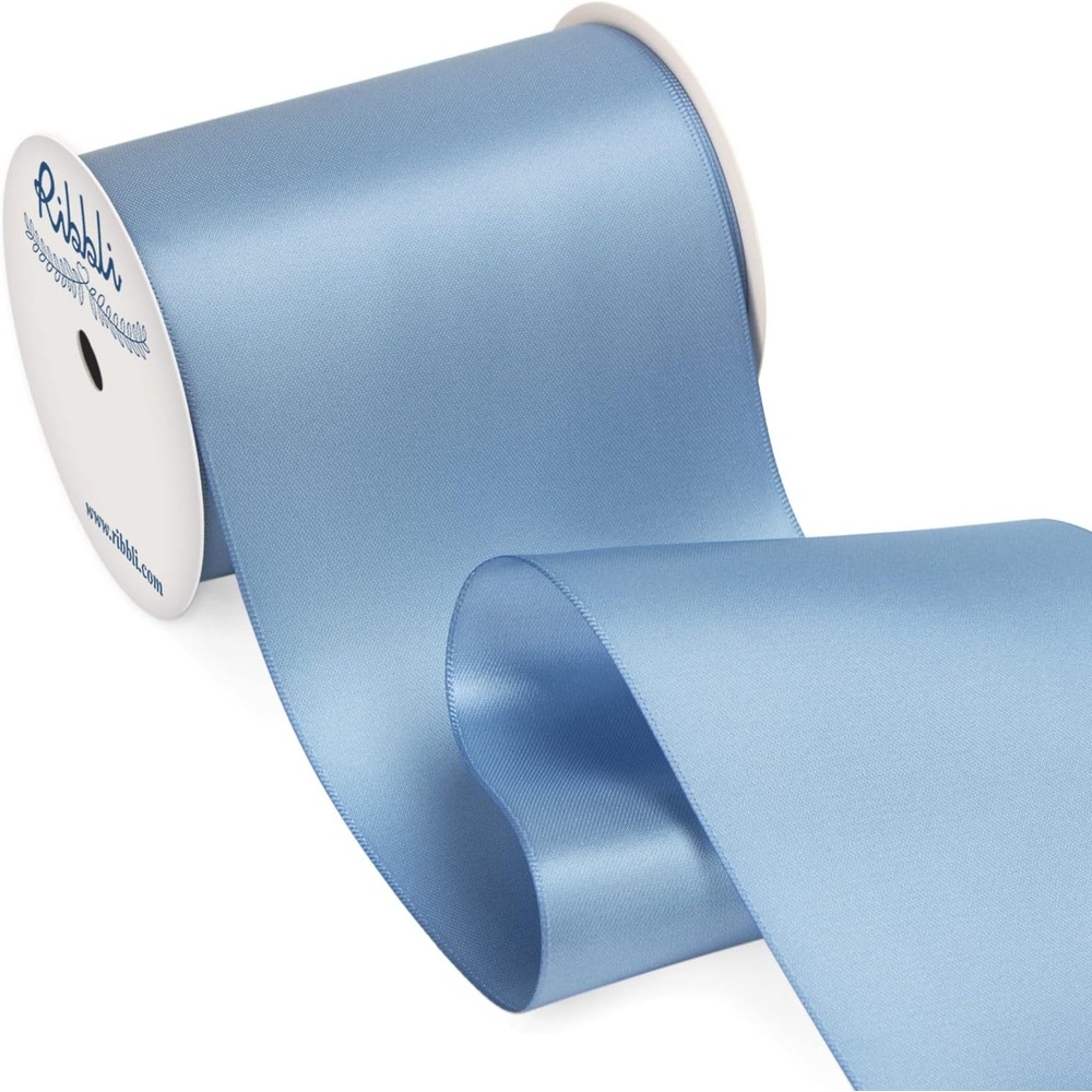 Ribbli Purple Satin Ribbon 2 Inch x Continuous 10 Yards, Double Faced Satin Ribbon Use for Bows Bouquet,Gift Wrapping,Floral Arrangement,Wedding Decoration(Blue Dusty)