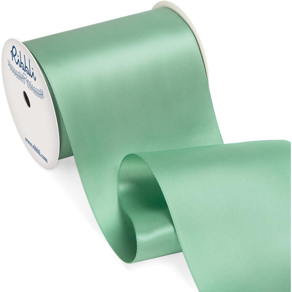 Ribbli Purple Satin Ribbon 2 Inch x Continuous 10 Yards, Double Faced Satin Ribbon Use for Bows Bouquet,Gift Wrapping,Floral Arrangement,Wedding Decoration(Green Sage)