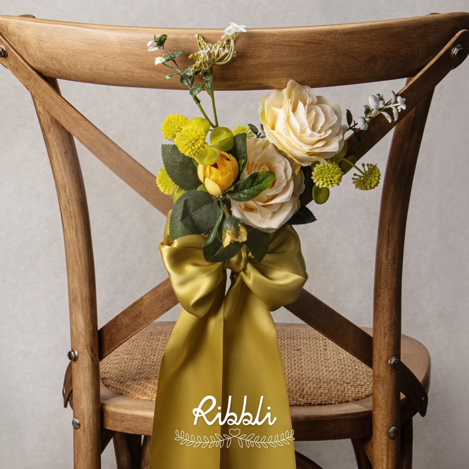 Ribbli Purple Satin Ribbon 2 Inch x Continuous 10 Yards, Double Faced Satin Ribbon Use for Bows Bouquet,Gift Wrapping,Floral Arrangement,Wedding Decoration(Gold)