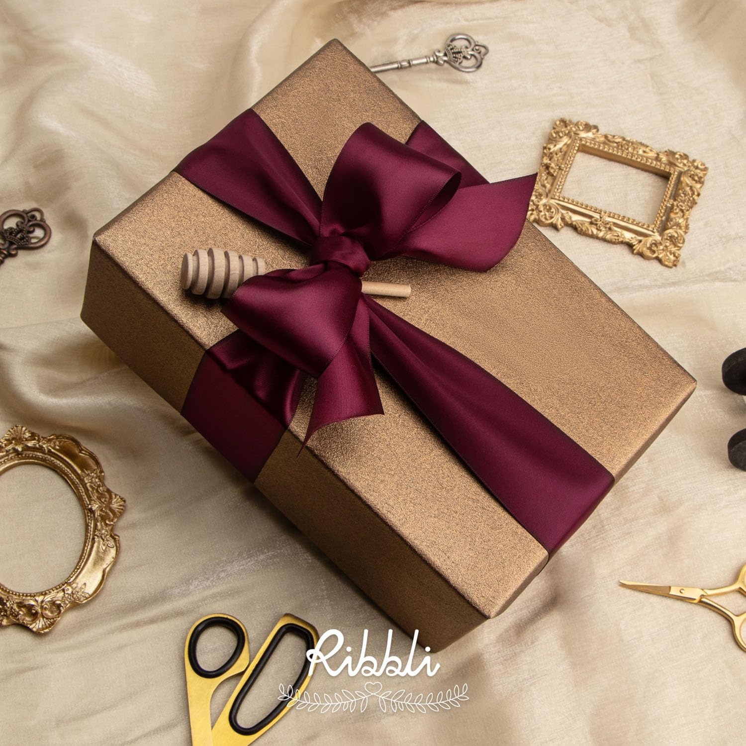 Ribbli Purple Satin Ribbon 2 Inch x Continuous 10 Yards, Double Faced Satin Ribbon Use for Bows Bouquet,Gift Wrapping,Floral Arrangement,Wedding Decoration(Dark Burgundy)