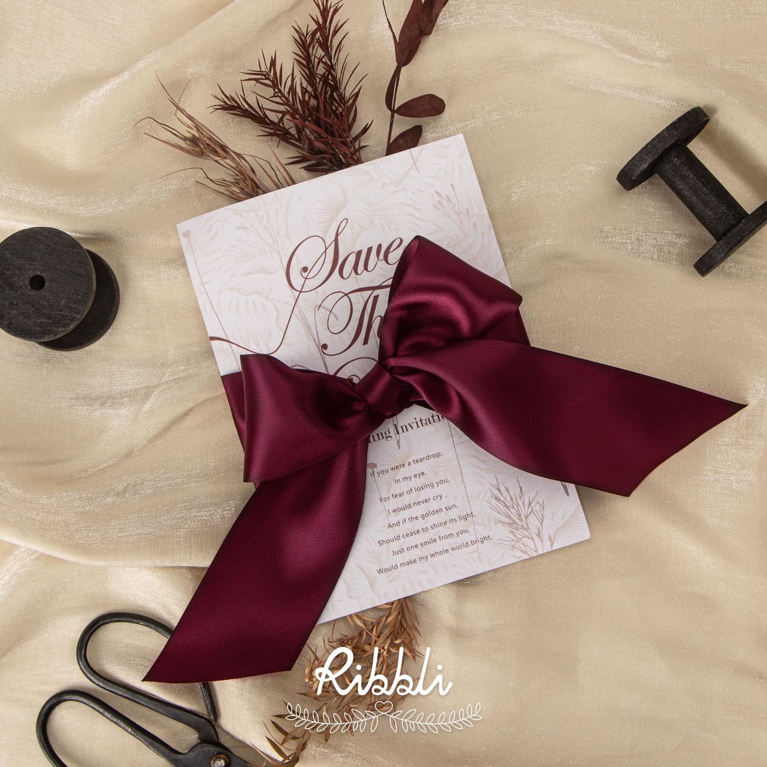 Ribbli Purple Satin Ribbon 2 Inch x Continuous 10 Yards, Double Faced Satin Ribbon Use for Bows Bouquet,Gift Wrapping,Floral Arrangement,Wedding Decoration(Dark Burgundy)