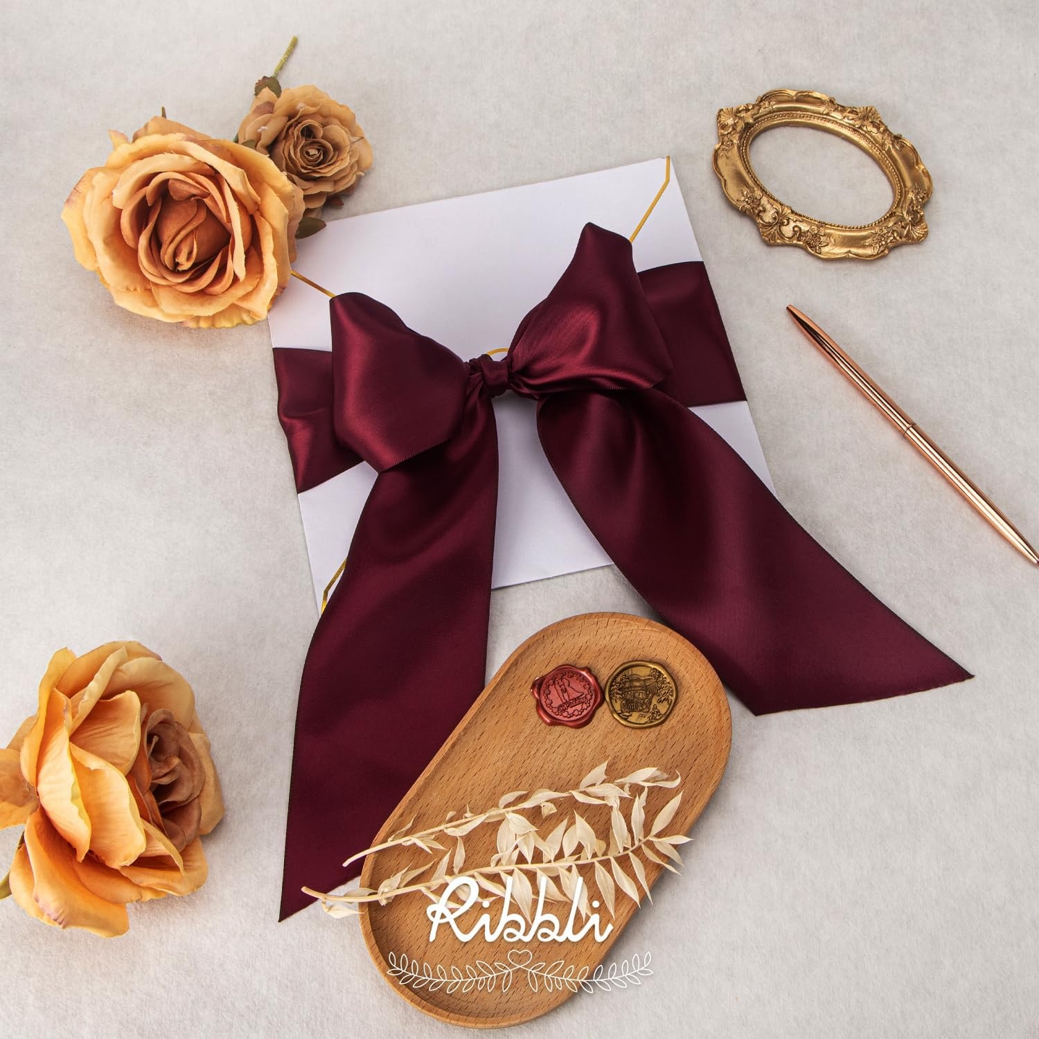 Ribbli Purple Satin Ribbon 2 Inch x Continuous 10 Yards, Double Faced Satin Ribbon Use for Bows Bouquet,Gift Wrapping,Floral Arrangement,Wedding Decoration(Dark Burgundy)