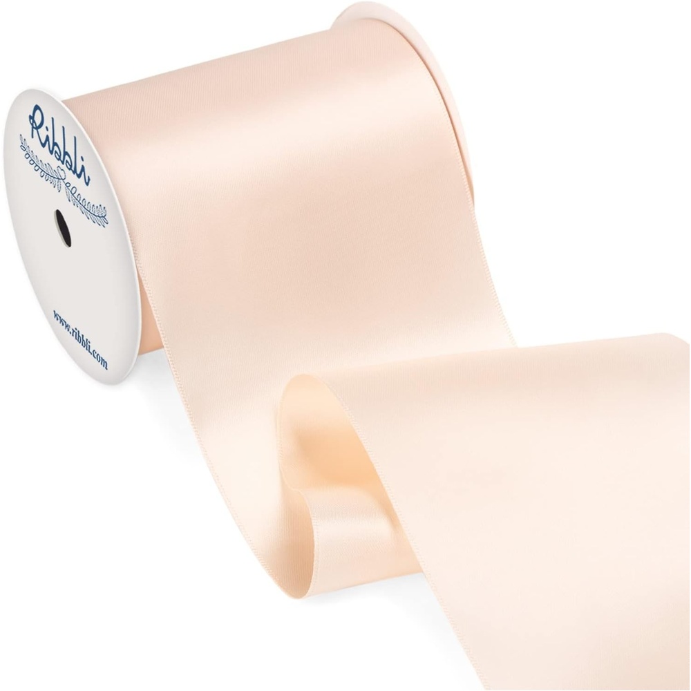 Ribbli Purple Satin Ribbon 2 Inch x Continuous 10 Yards, Double Faced Satin Ribbon Use for Bows Bouquet,Gift Wrapping,Floral Arrangement,Wedding Decoration(Champagne Pink)