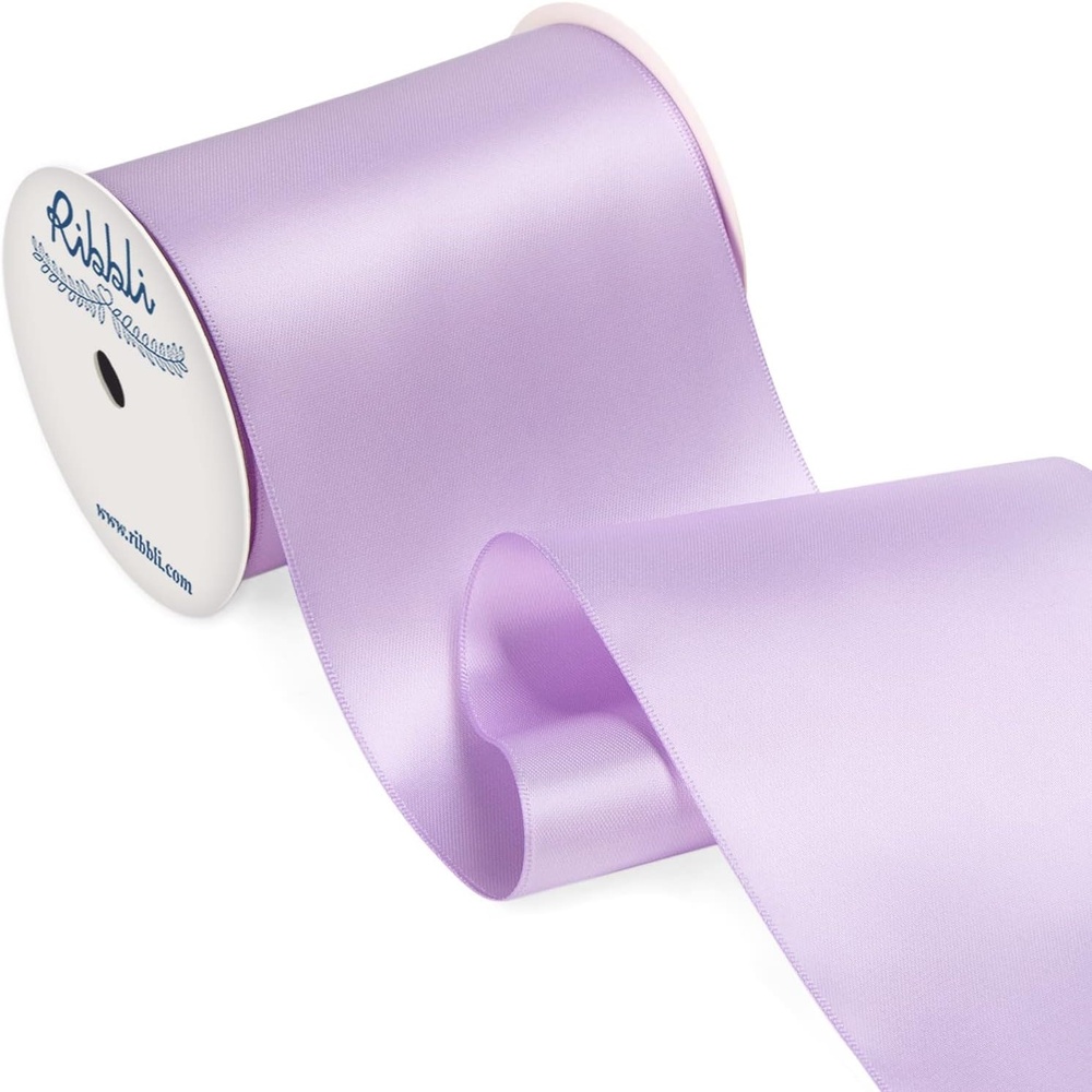 Ribbli Purple Satin Ribbon 2 Inch x Continuous 10 Yards, Double Faced Satin Ribbon Use for Bows Bouquet,Gift Wrapping,Floral Arrangement,Wedding Decoration(Light Orchid)