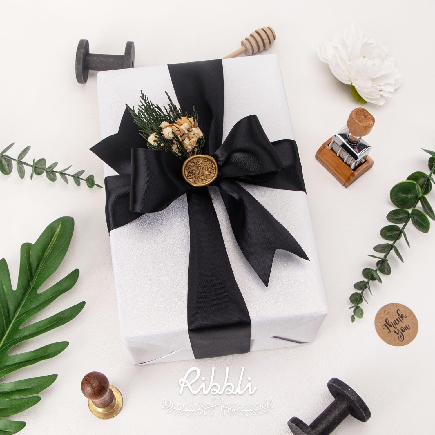 Ribbli Purple Satin Ribbon 2 Inch x Continuous 10 Yards, Double Faced Satin Ribbon Use for Bows Bouquet,Gift Wrapping,Floral Arrangement,Wedding Decoration(Black)
