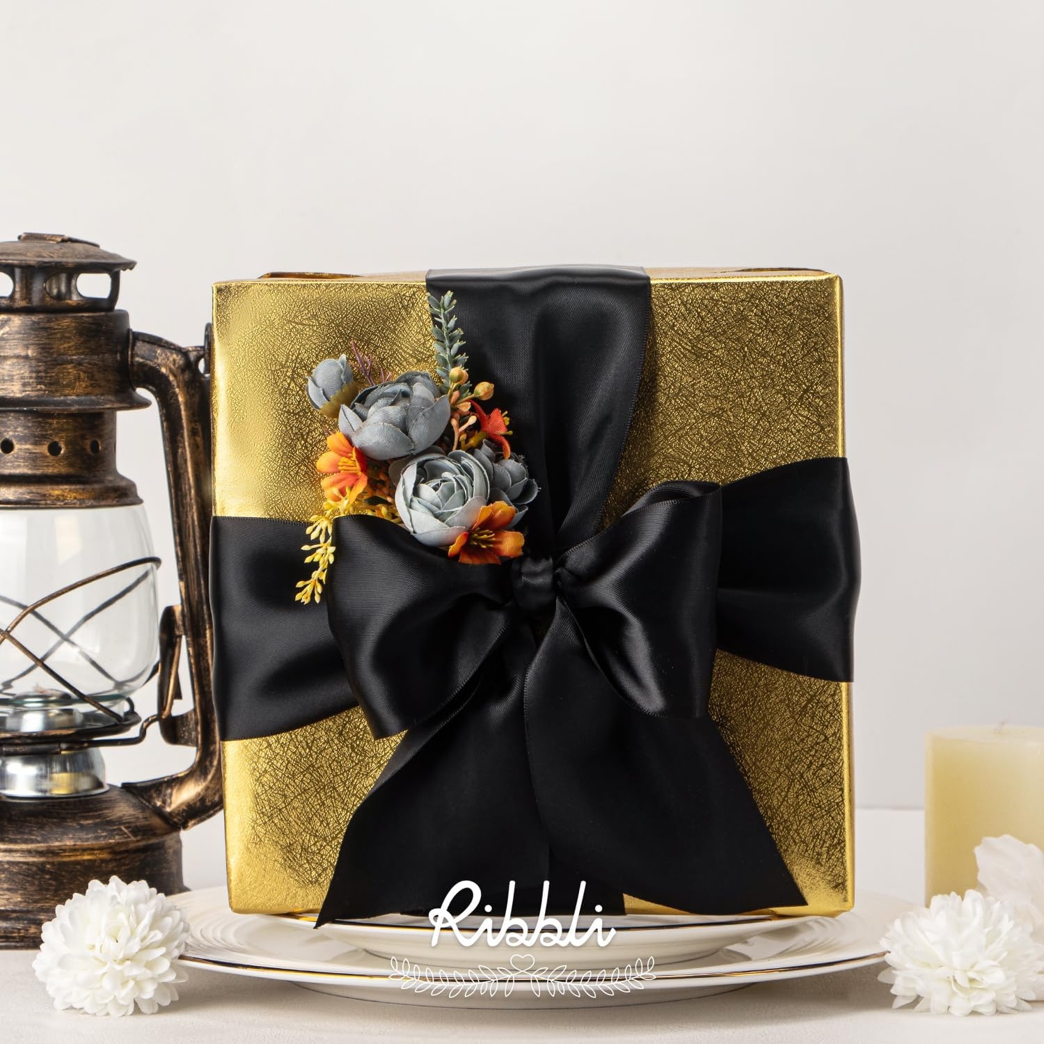 Ribbli Purple Satin Ribbon 2 Inch x Continuous 10 Yards, Double Faced Satin Ribbon Use for Bows Bouquet,Gift Wrapping,Floral Arrangement,Wedding Decoration(Black)