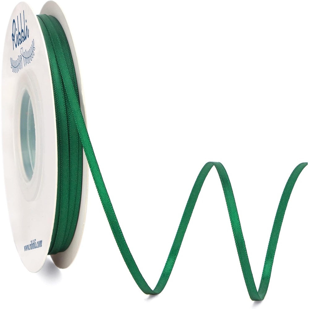 Ribbli Royal Blue Double Faced Satin Ribbon,1/8 x Continuous 50 Yards,Use for Bows Bouquet,Gift Wrapping,Wedding Card Decoration,Floral Arrangement(Green Forest)