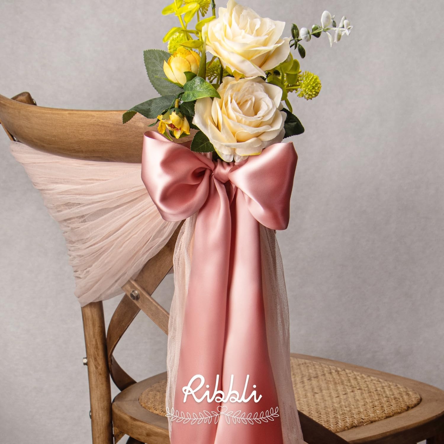 Ribbli Purple Satin Ribbon 2 Inch x Continuous 10 Yards, Double Faced Satin Ribbon Use for Bows Bouquet,Gift Wrapping,Floral Arrangement,Wedding Decoration(Rose Gold)