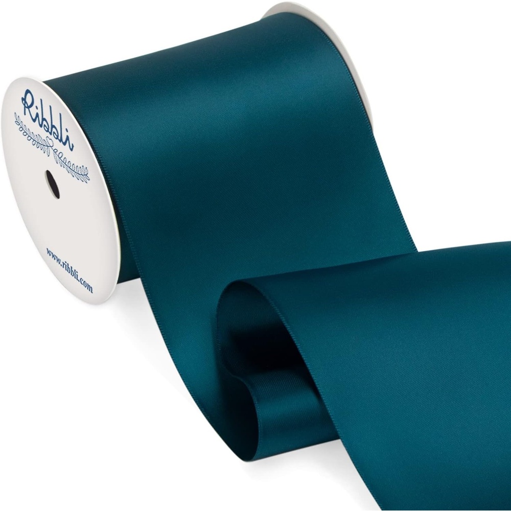 Ribbli Purple Satin Ribbon 2 Inch x Continuous 10 Yards, Double Faced Satin Ribbon Use for Bows Bouquet,Gift Wrapping,Floral Arrangement,Wedding Decoration(Green Teal)