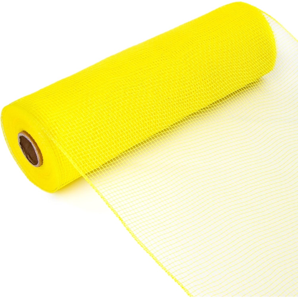 Ribbli Beige Mesh Ribbon,10 inch x 30 feet(10Yard), Use for Easter Wreath Swags and Fall Decoration (Non-Metallic)(Yellow)