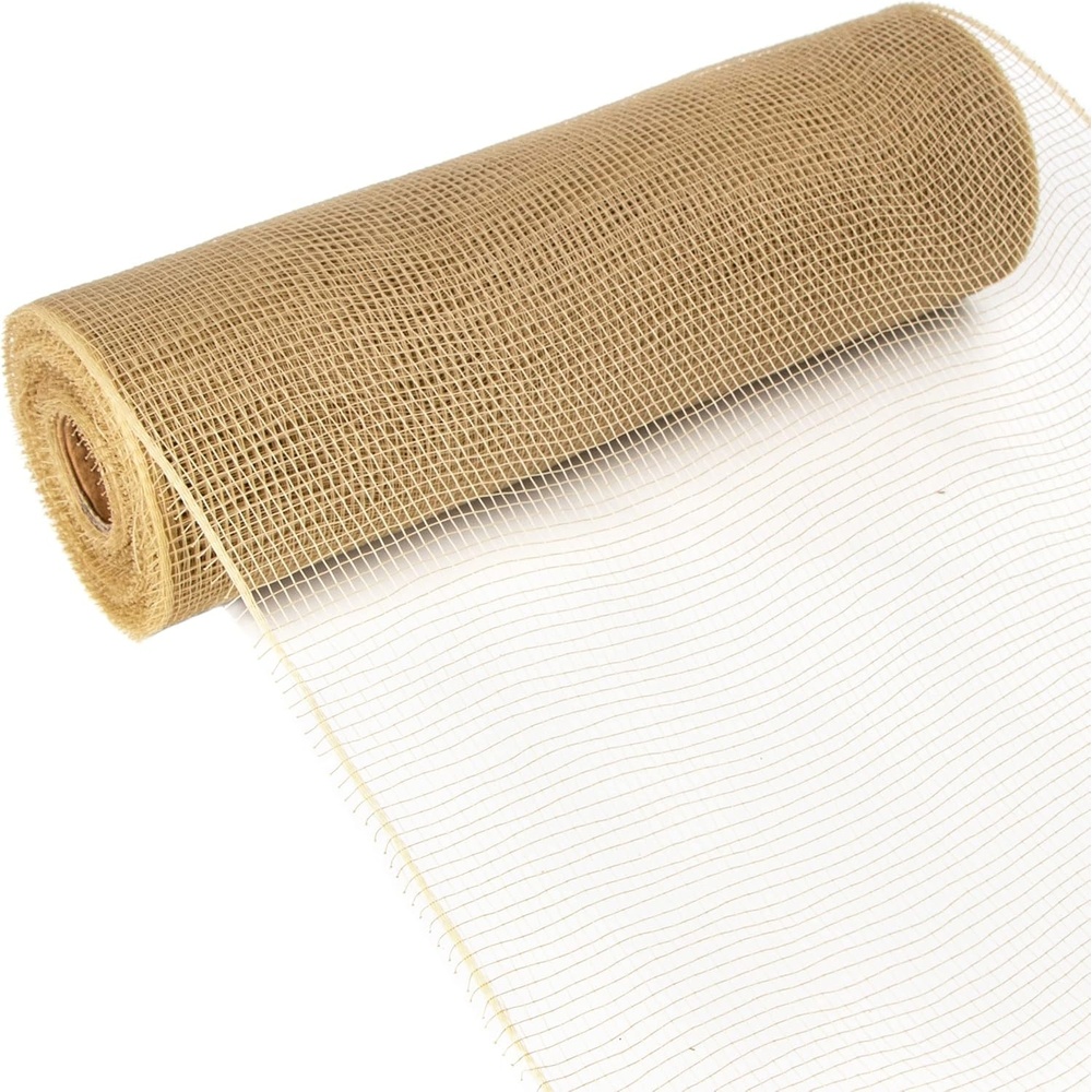 Ribbli Beige Mesh Ribbon,10 inch x 30 feet(10Yard), Use for Easter Wreath Swags and Fall Decoration (Non-Metallic)(Beige)