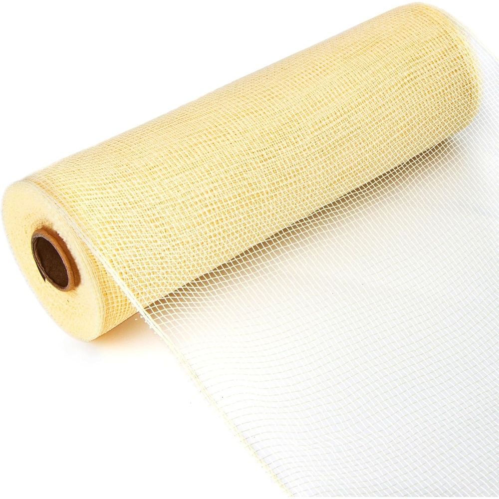 Ribbli Beige Mesh Ribbon,10 inch x 30 feet(10Yard), Use for Easter Wreath Swags and Fall Decoration (Non-Metallic)(Cream)
