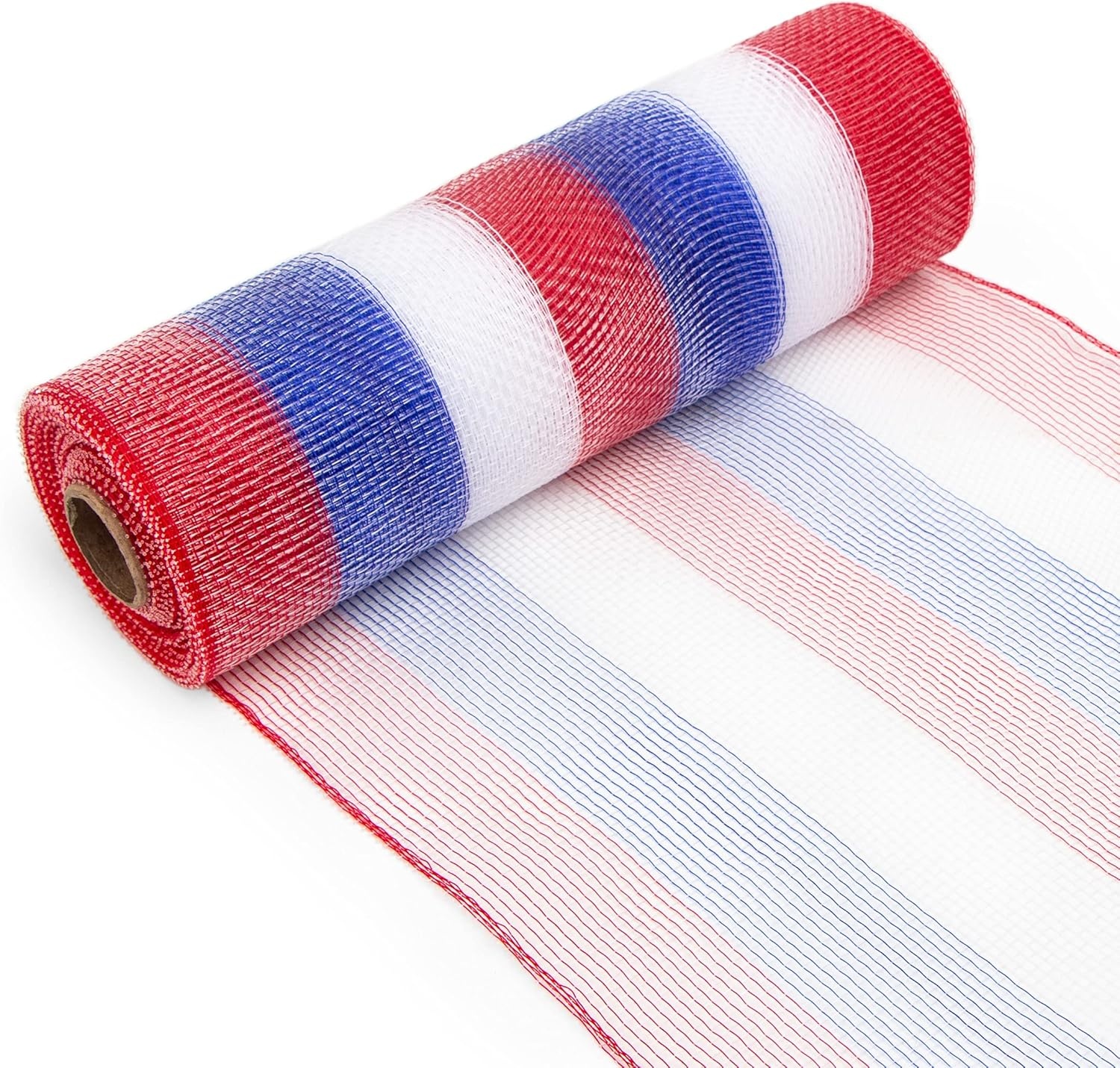 Ribbli 4th of July Mesh Ribbon,Patriotic Ribbon 10 inch x 30 feet(10Yard) Each Roll,Non-Metallic Red/White/Blue Stripe Use for Memorial Day,Independece Day,President’s Day,Wreath Decorations