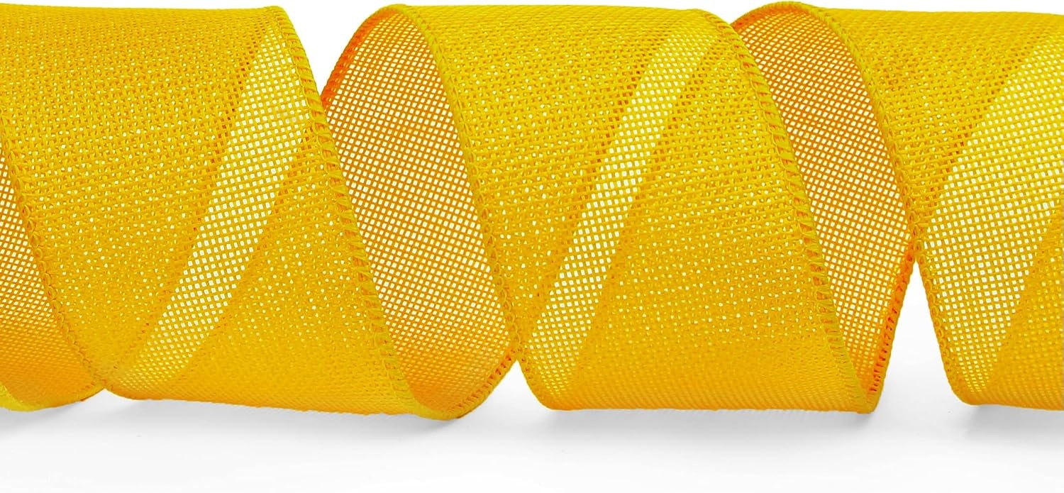 Ribbli Baby Blue Burlap Wired Ribbon,2-1/2 Inch x Continuous 10 Yard, Wired Edge Ribbon for Big Bow,Wreath,Baby Shower Decoration,Outdoor Decoration(Yellow)
